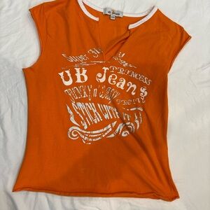 Y2K Orange graphic tank
